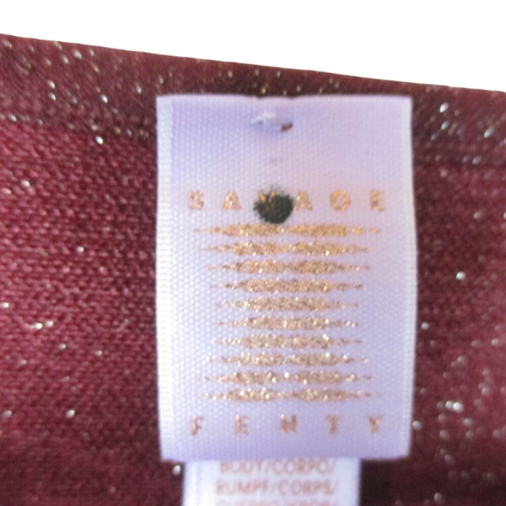Savage Fenty Burgundy Sleep & Shine long sleeve cropped tee 3X NEW Coquette - Picture 7 of 9